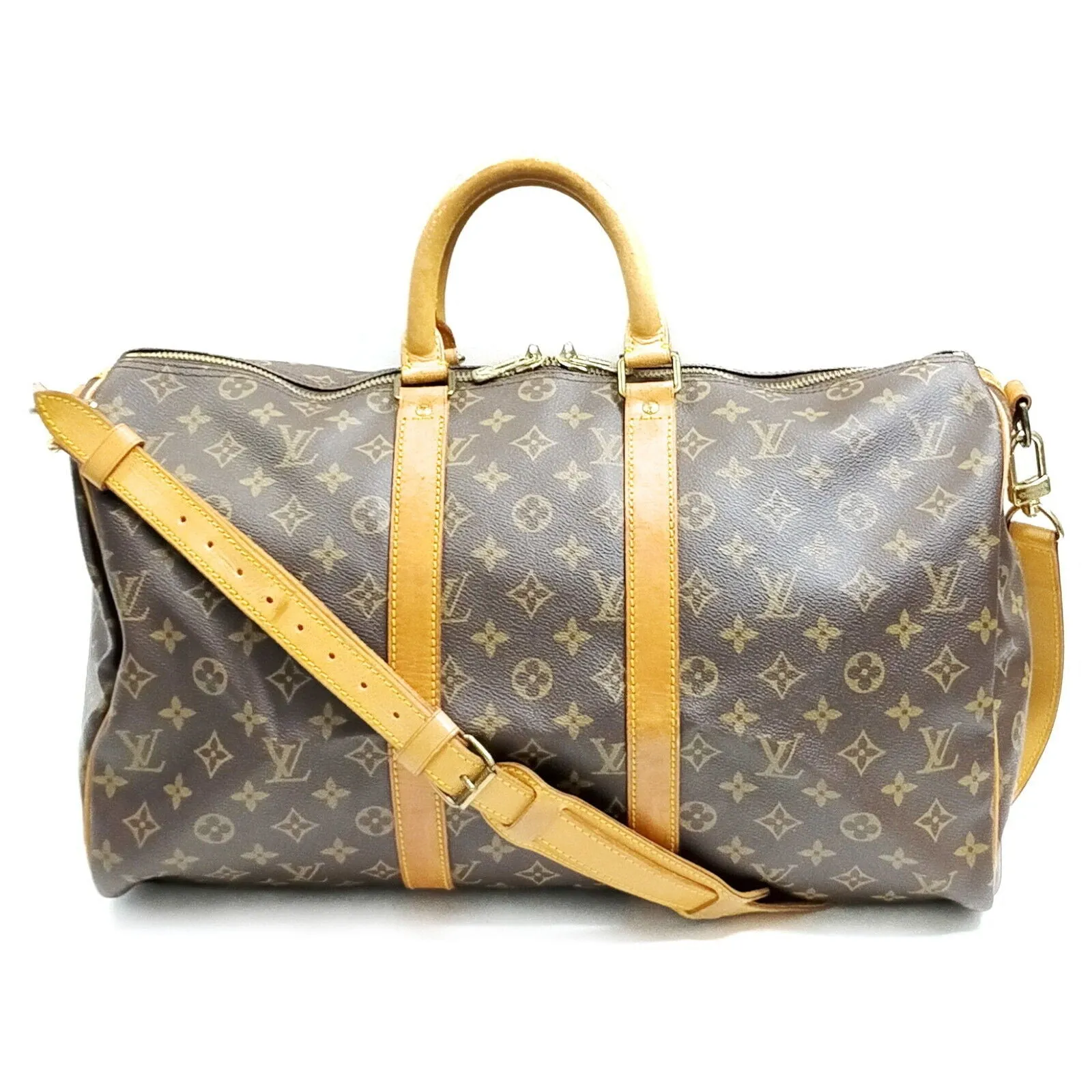 100% Authentic Louis Vuitton Boston Keepall Bandouliere 45 Monogram Bag #MN649