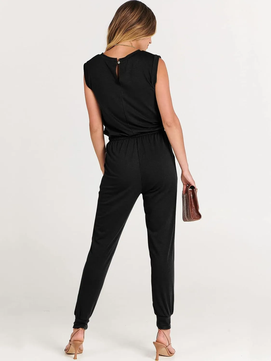 ANRABESS Womens Summer Crewneck Sleeveless Casual Dressy Loose Stretchy Jumpsuits Rompers 2025 Trendy Outfits