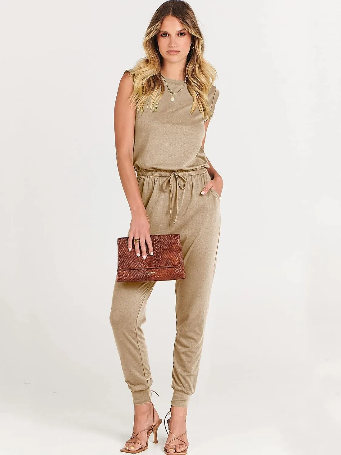 ANRABESS Womens Summer Crewneck Sleeveless Casual Dressy Loose Stretchy Jumpsuits Rompers 2025 Trendy Outfits
