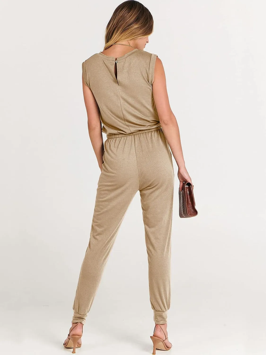 ANRABESS Womens Summer Crewneck Sleeveless Casual Dressy Loose Stretchy Jumpsuits Rompers 2025 Trendy Outfits