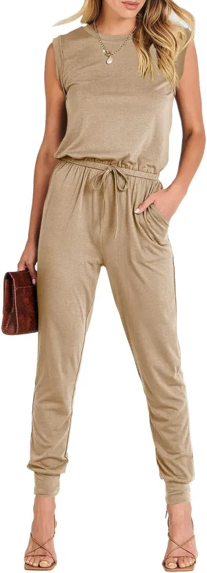 ANRABESS Womens Summer Crewneck Sleeveless Casual Dressy Loose Stretchy Jumpsuits Rompers 2025 Trendy Outfits