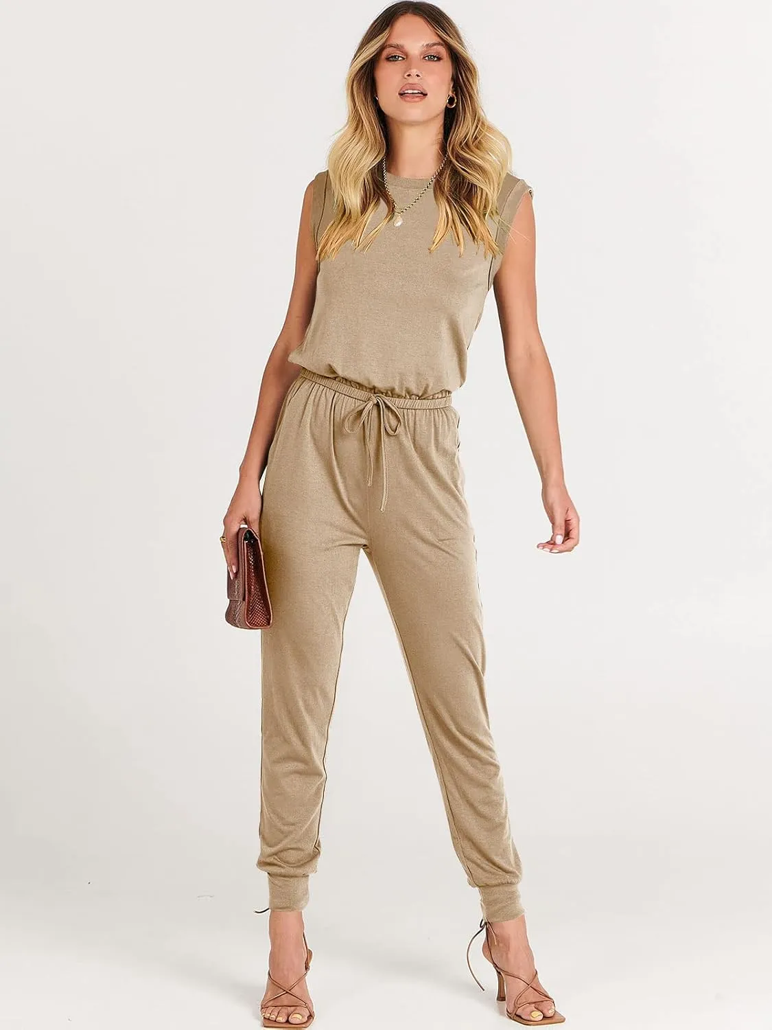 ANRABESS Womens Summer Crewneck Sleeveless Casual Dressy Loose Stretchy Jumpsuits Rompers 2025 Trendy Outfits