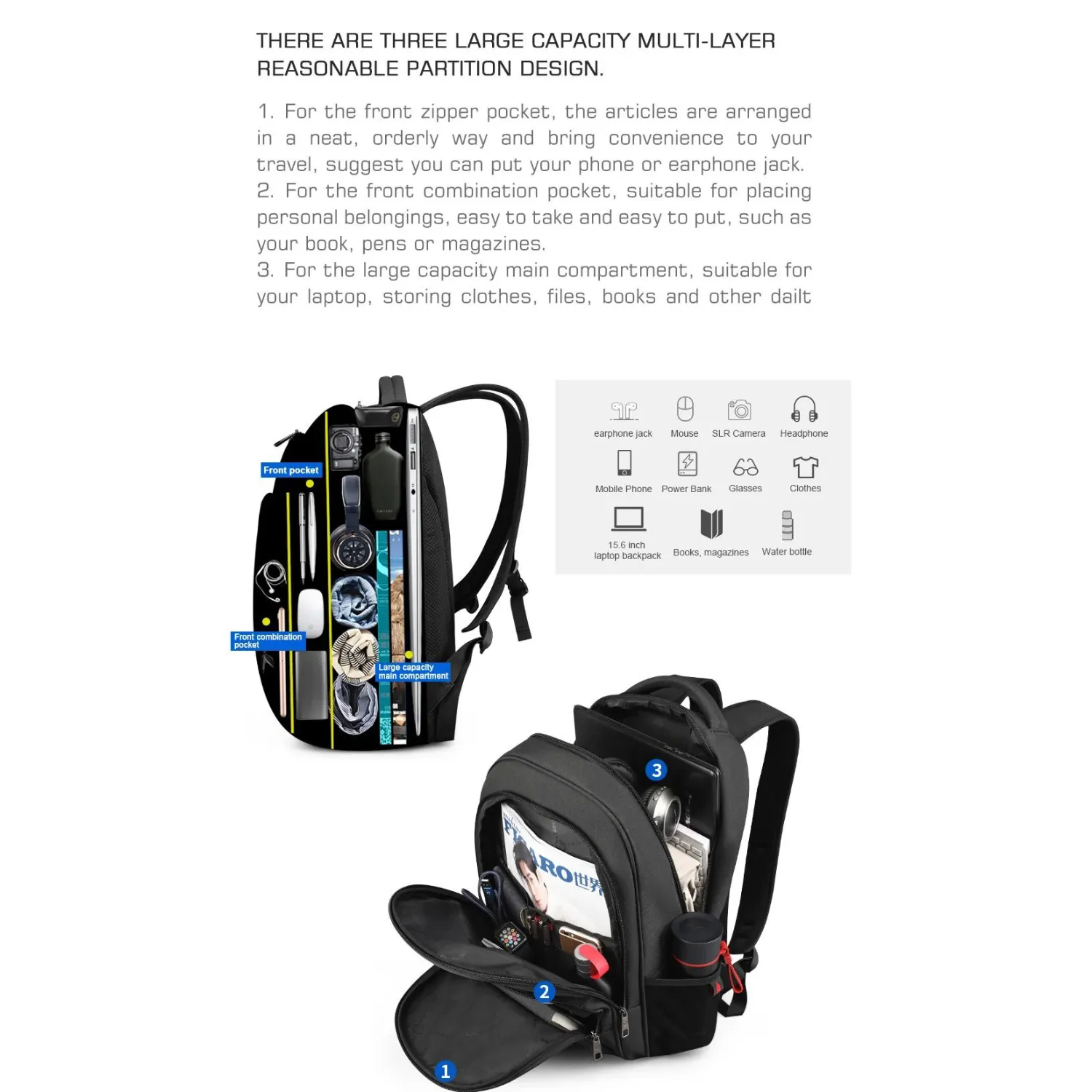 Anti-Theft Large Capacity Laptop Backpack – Secure & Durable Travel Bag