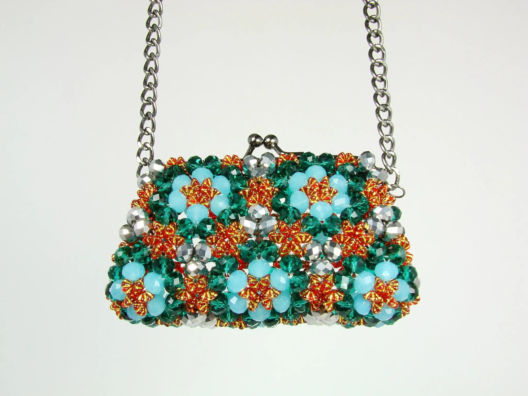 Beaded Aquamarine Purse Small Cocktail Glamorous High Style Women Flower Clutches Evening Bags Handbags Wedding Clutch Purse Beaded purses evening bag.
