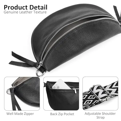 befen Small Genuine Leather Waist Pack for Women, Crossbody Bag Belt Bag Fanny Packs with Adjustable Strap-Cognac Brown