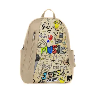 Beige Mixed Backpack Music