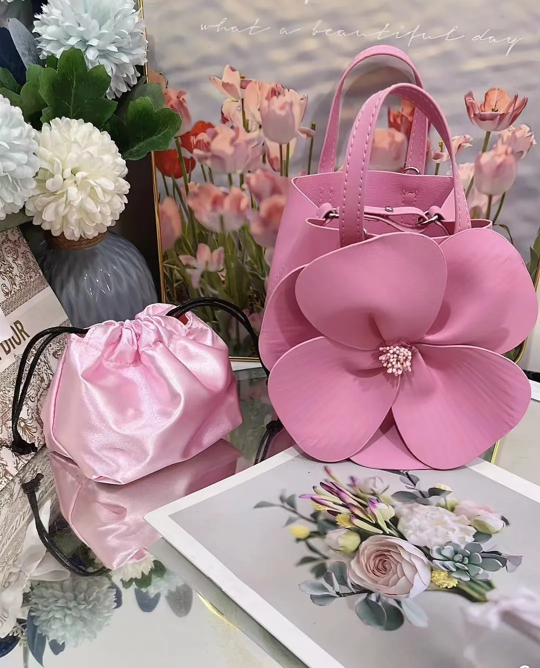 Belle Floral Handbag in Pink