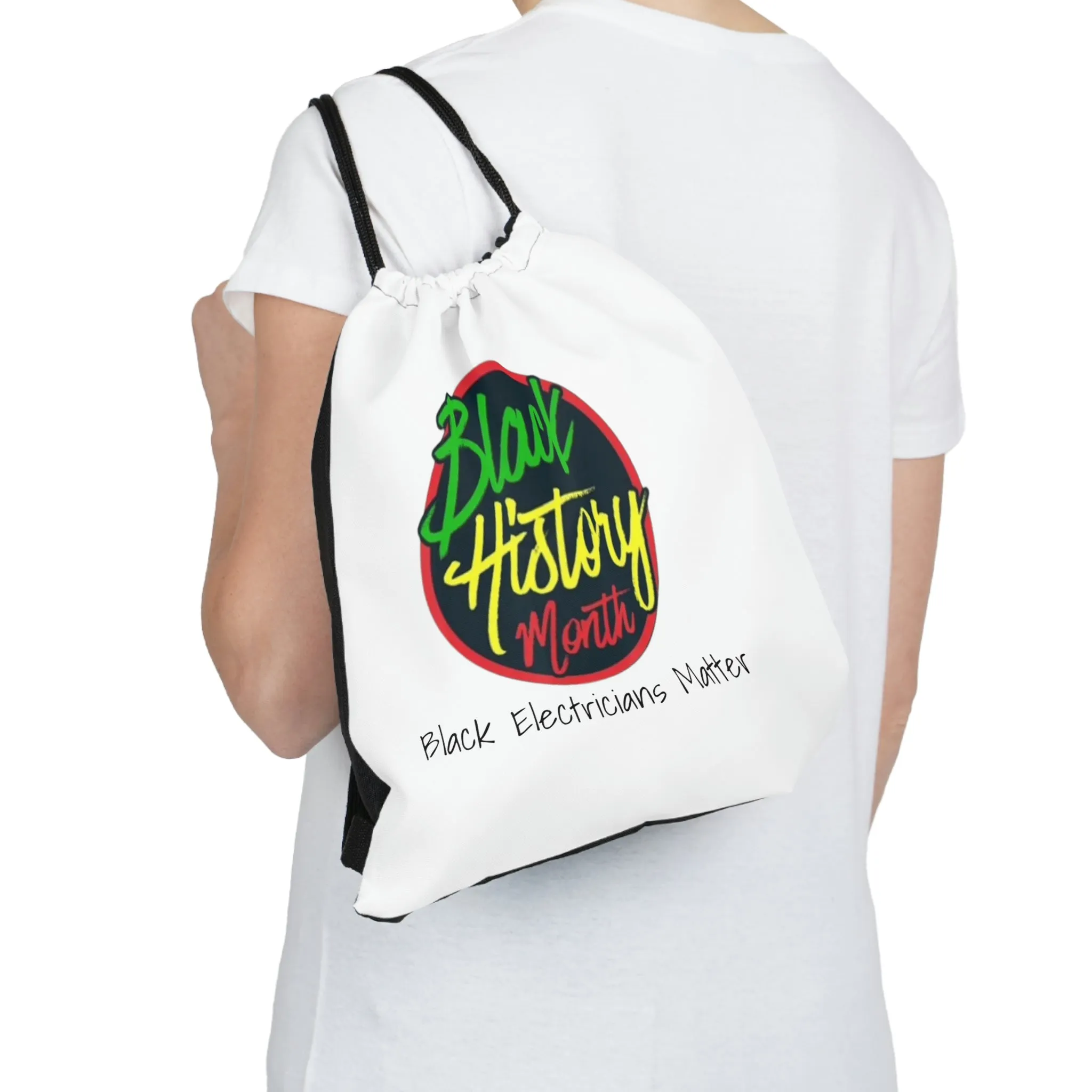 Black Electricians Matter Outdoor Drawstring Bag