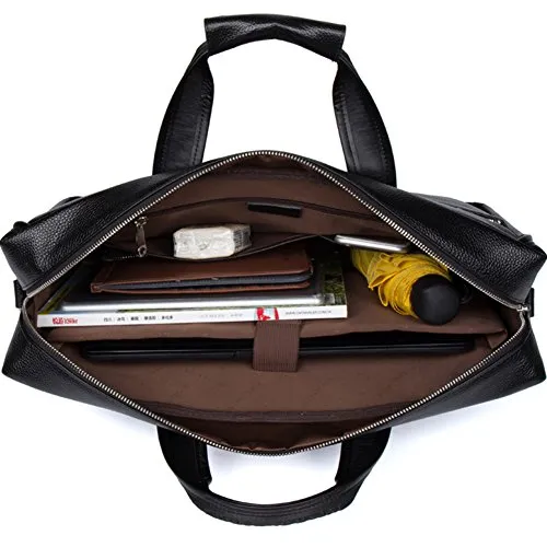 BOSTANTEN Leather Briefcase Handbag Messenger Business Bags for Men Black