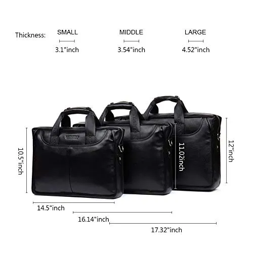 BOSTANTEN Leather Briefcase Handbag Messenger Business Bags for Men Black