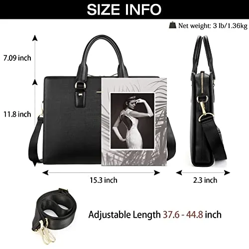 BOSTANTEN Leather Lawyers Briefcase Shoulder Laptop Business Slim Bags for Men & Women Black