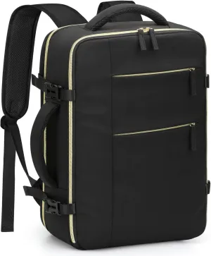 Capolo Travel Backpack for Women Men Waterproof Laptop Backpack Airlines Approved Carry On Backpack Bag Computer Back pack for Business, Work, Traveling Fits 15.6 Inch Laptop(Deep Black)