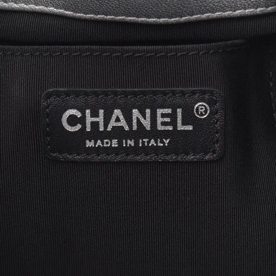 Chanel Metallic Lambskin Studded Chevron Quilted Small Stud Wars Drawstring Bag- Silver