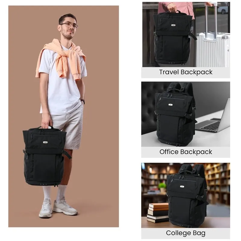 Clownfish Backpack - Spacious, Lightweight | Laptop Holder, Side Buckle | 45*35*18cm | Black