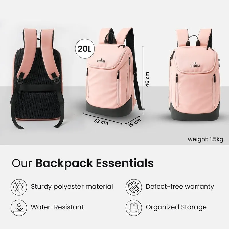 Clownfish Travel Backpack - Durable Polyester, Spacious 20L | 32*15*46cm | Pink