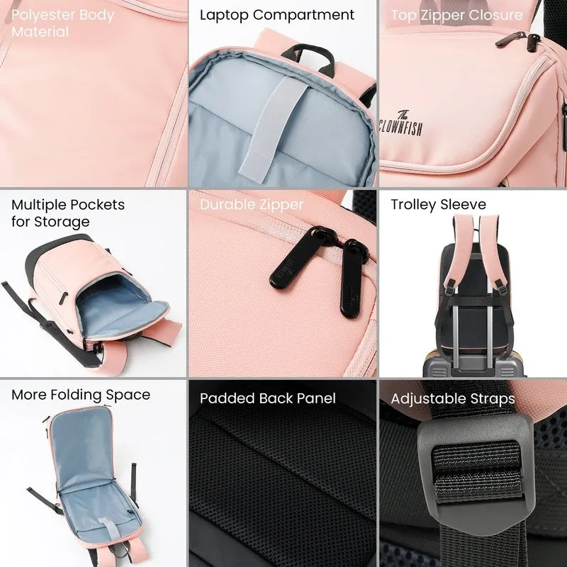 Clownfish Travel Backpack - Durable Polyester, Spacious 20L | 32*15*46cm | Pink