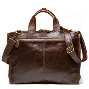 Cowhide Leather Business Briefcase Shoulder Messenger Computer Men's Bag