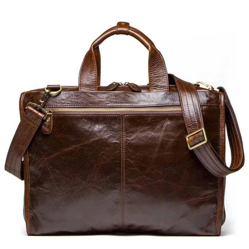 Cowhide Leather Business Briefcase Shoulder Messenger Computer Men's Bag