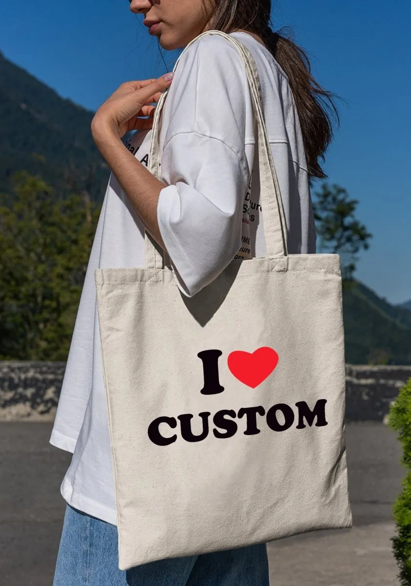 Custom I Love Canvas Tote Bag