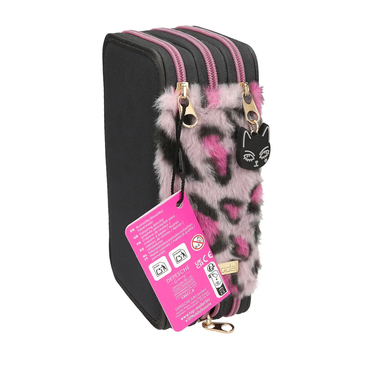 Depesche TOPModel 3-compartment Pencil Case Rebel Kitty