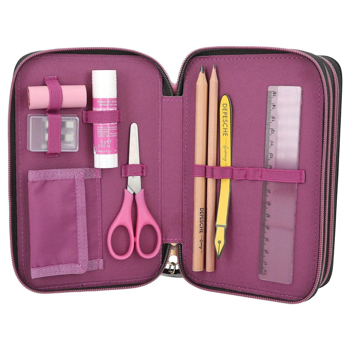 Depesche TOPModel 3-compartment Pencil Case Rebel Kitty