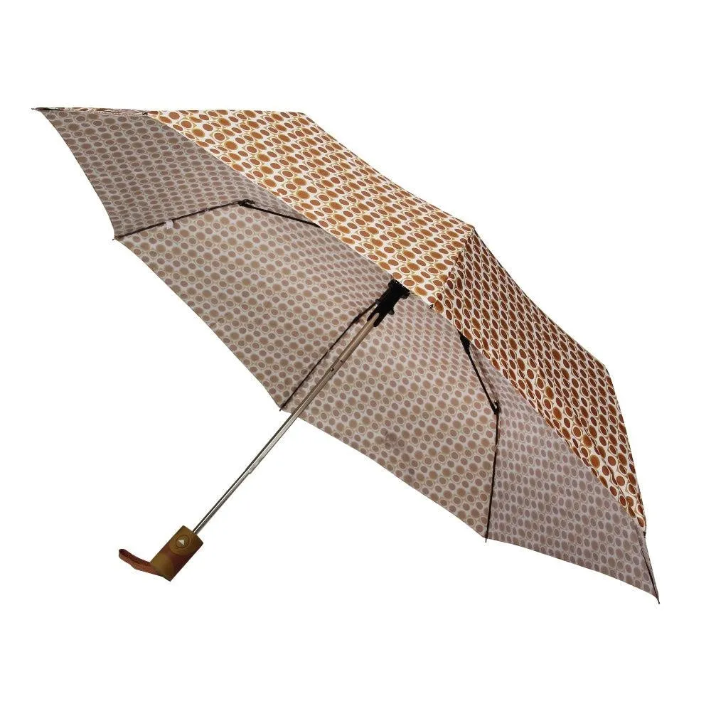 FabSeasons Brown Geometric Printed 3 Fold Fancy Automatic Umbrella