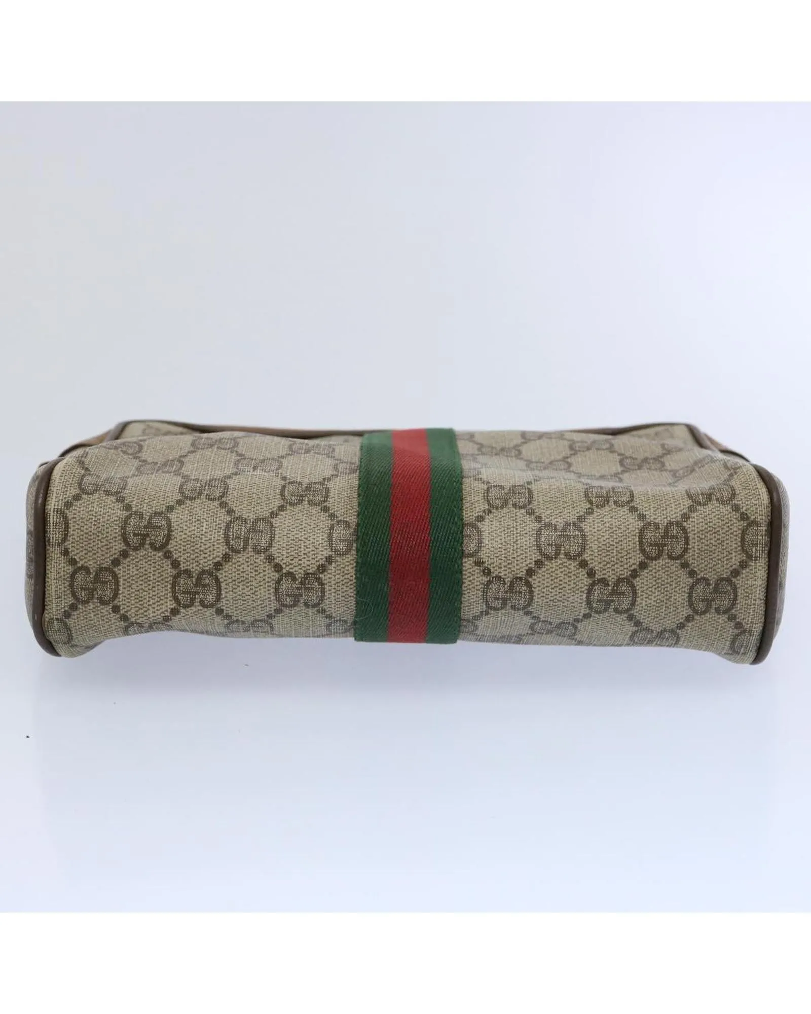 GG Supreme Web Sherry Line Clutch Bag with Beige and Red Canvas
