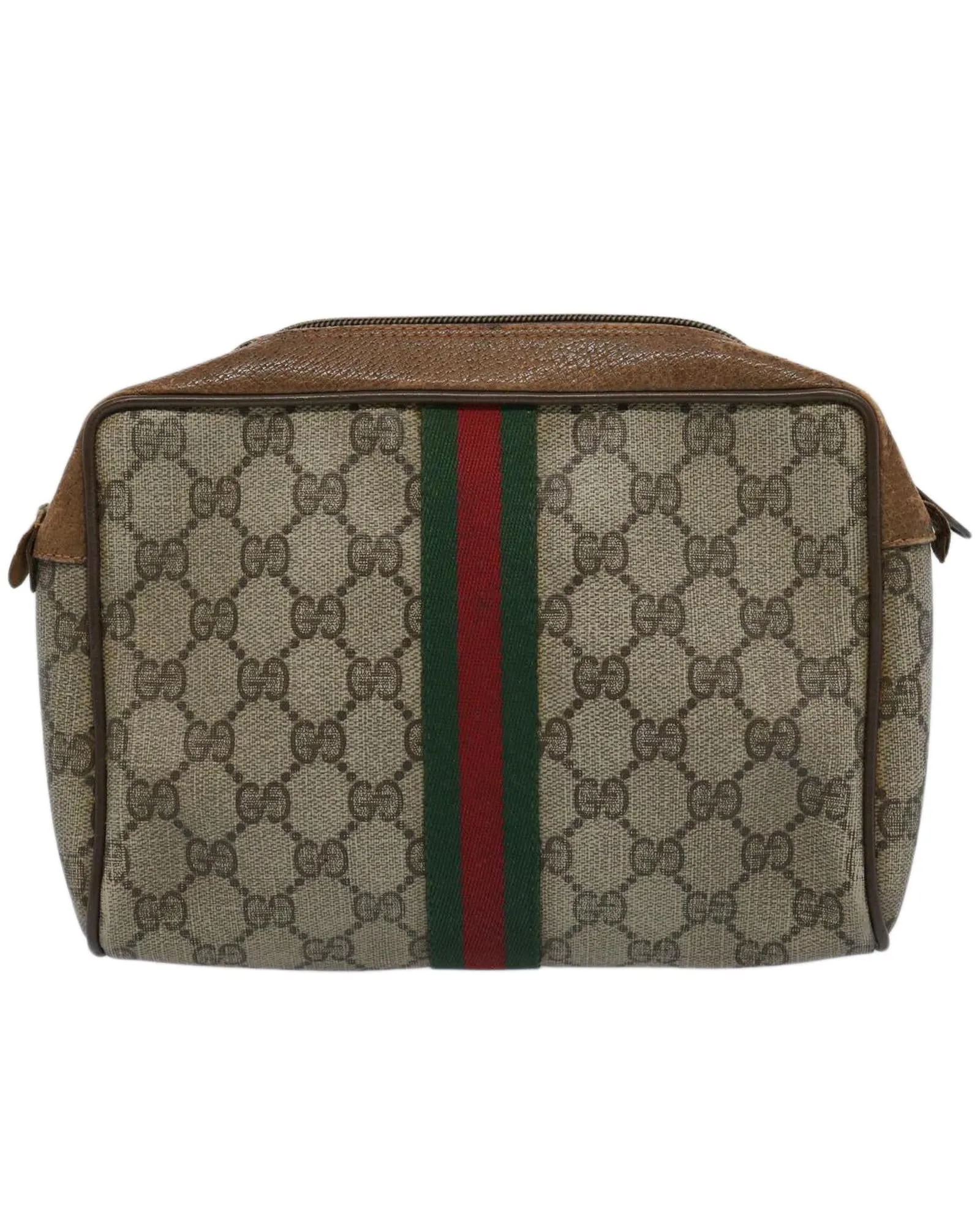 GG Supreme Web Sherry Line Clutch Bag with Beige and Red Canvas