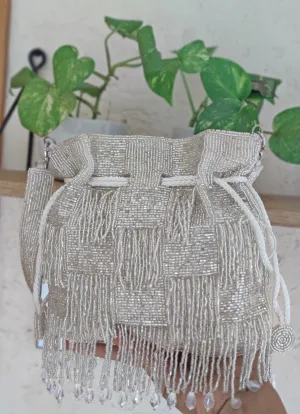 Glitter Silver Embellished Potli Bag