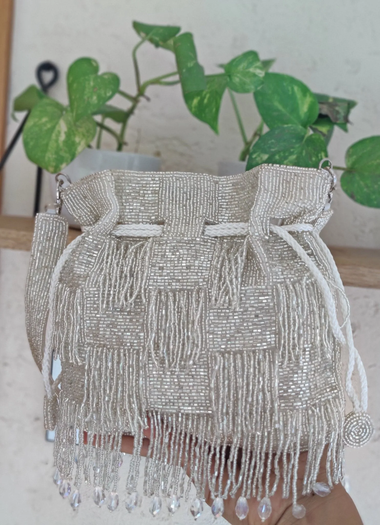 Glitter Silver Embellished Potli Bag