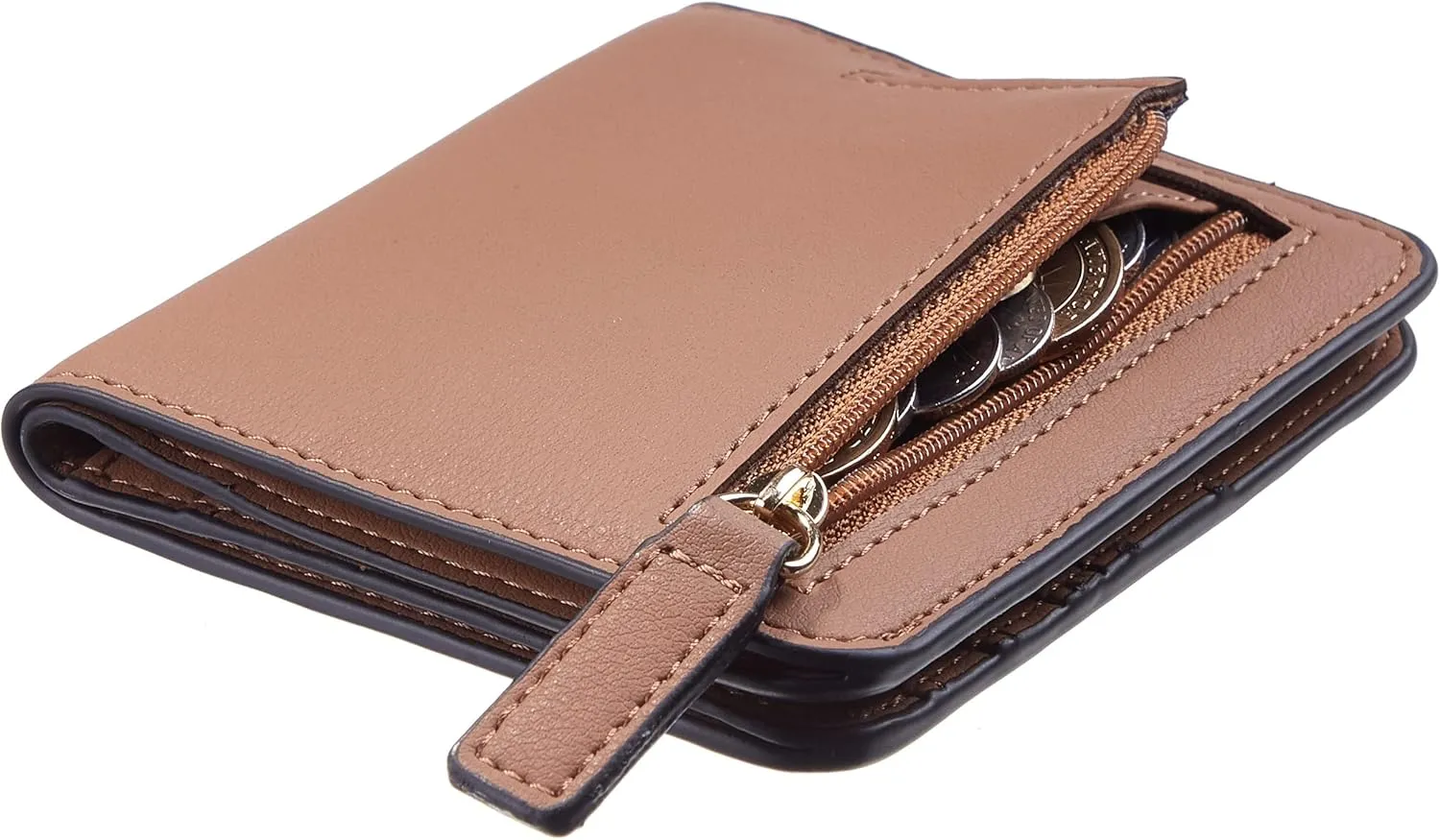 Gostwo Small Wallet for Women, Slim Bifold Credit Card Holder, Compact RFID Blocking Cash Wallet, Billfolds Thin Leather Zipper Pocket, Mini Wallet Gift for Ladies Teen Girls Travel with ID Window