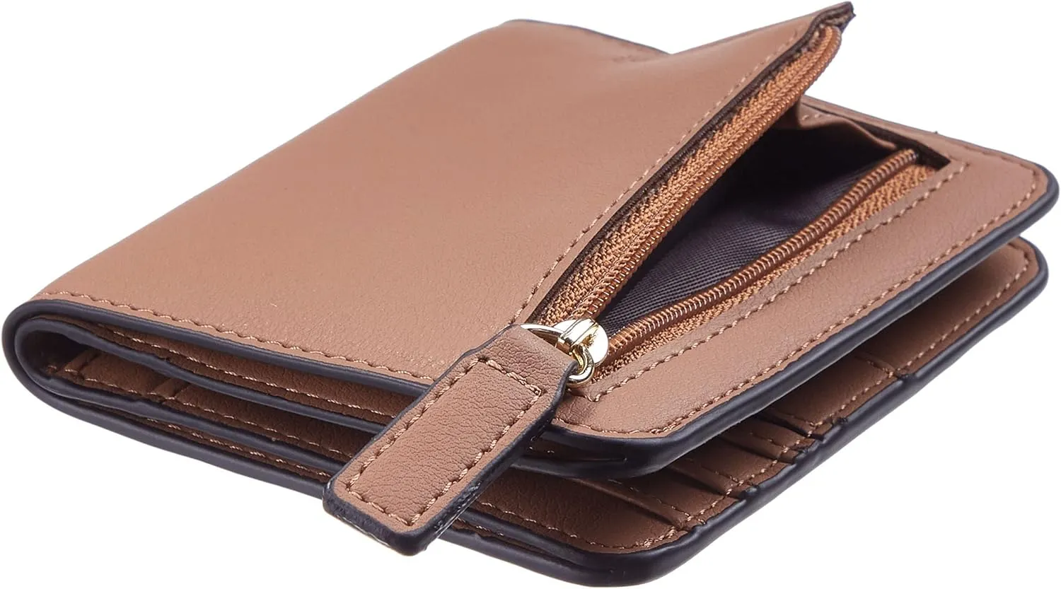 Gostwo Small Wallet for Women, Slim Bifold Credit Card Holder, Compact RFID Blocking Cash Wallet, Billfolds Thin Leather Zipper Pocket, Mini Wallet Gift for Ladies Teen Girls Travel with ID Window