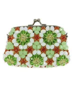 Green beaded purse Beaded Purse Small Cocktail Glamorous High Style Women Flower Clutches Evening Bags Handbags Wedding Clutch Purse Beaded purses evening bag.