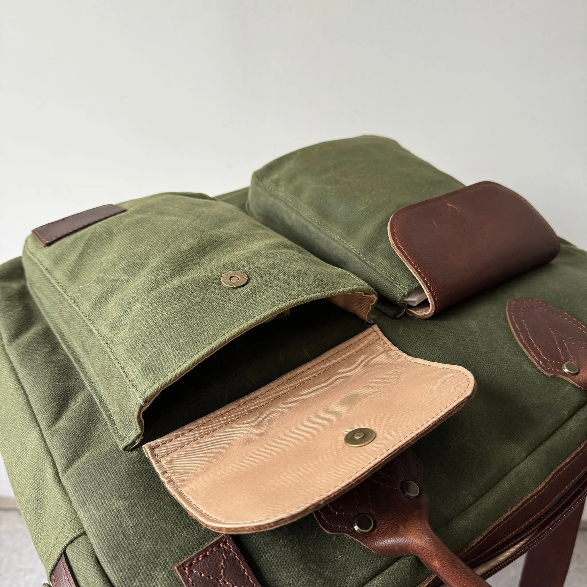 Laptop Bag, Maxwell Waxed Canvas Briefcase with Top Zipper