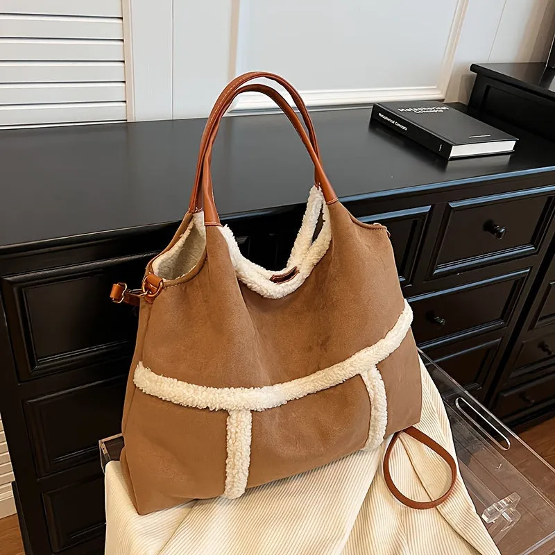 Large  Plush Capacity Furry Autumn  Shoulder Bag