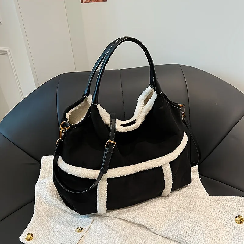 Large  Plush Capacity Furry Autumn  Shoulder Bag
