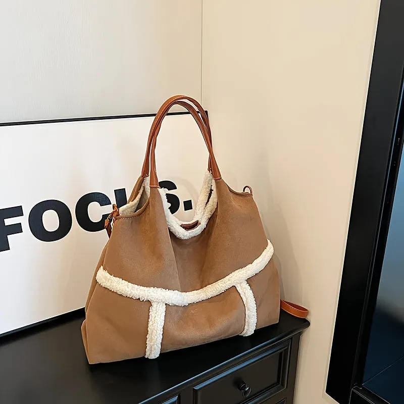 Large  Plush Capacity Furry Autumn  Shoulder Bag