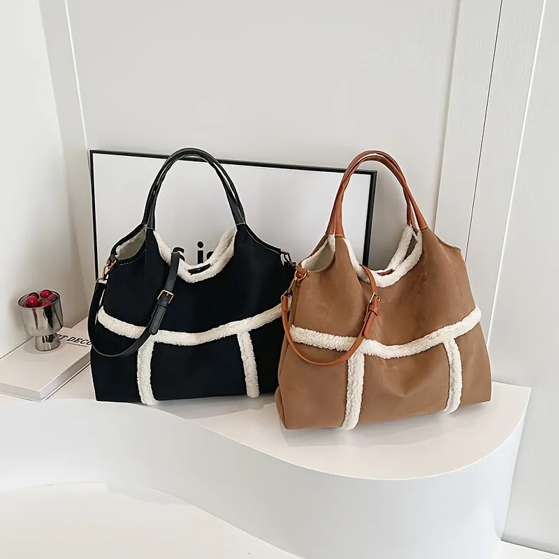 Large  Plush Capacity Furry Autumn  Shoulder Bag
