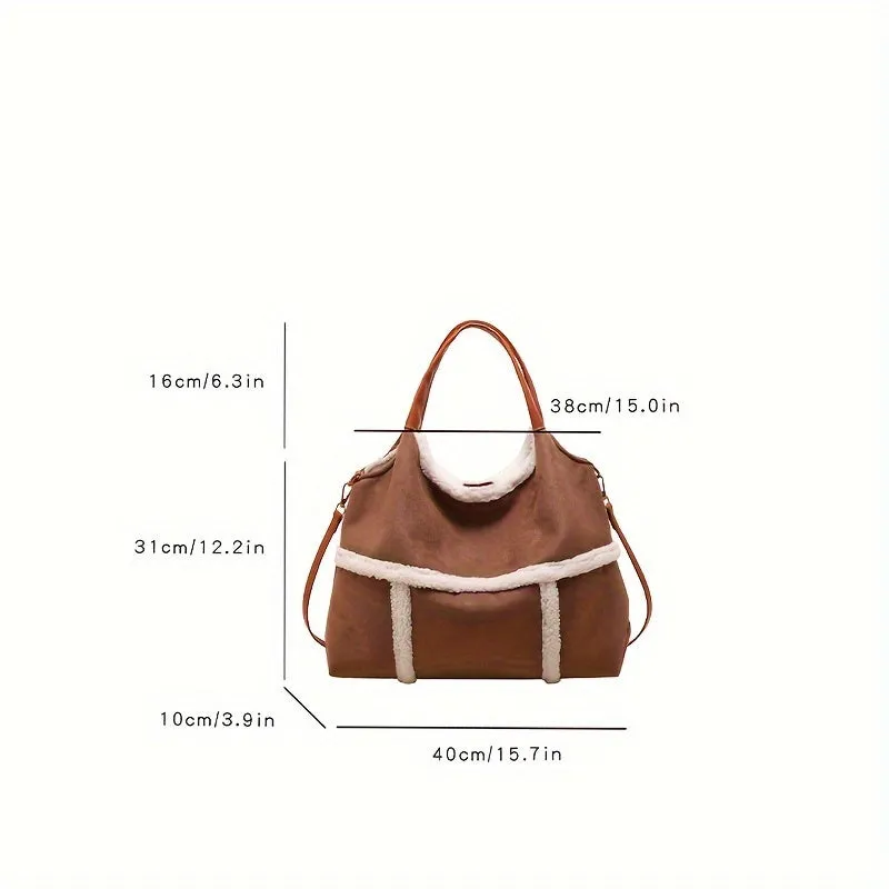 Large  Plush Capacity Furry Autumn  Shoulder Bag
