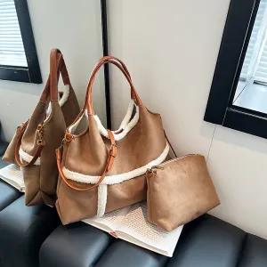 Large  Plush Capacity Furry Autumn  Shoulder Bag