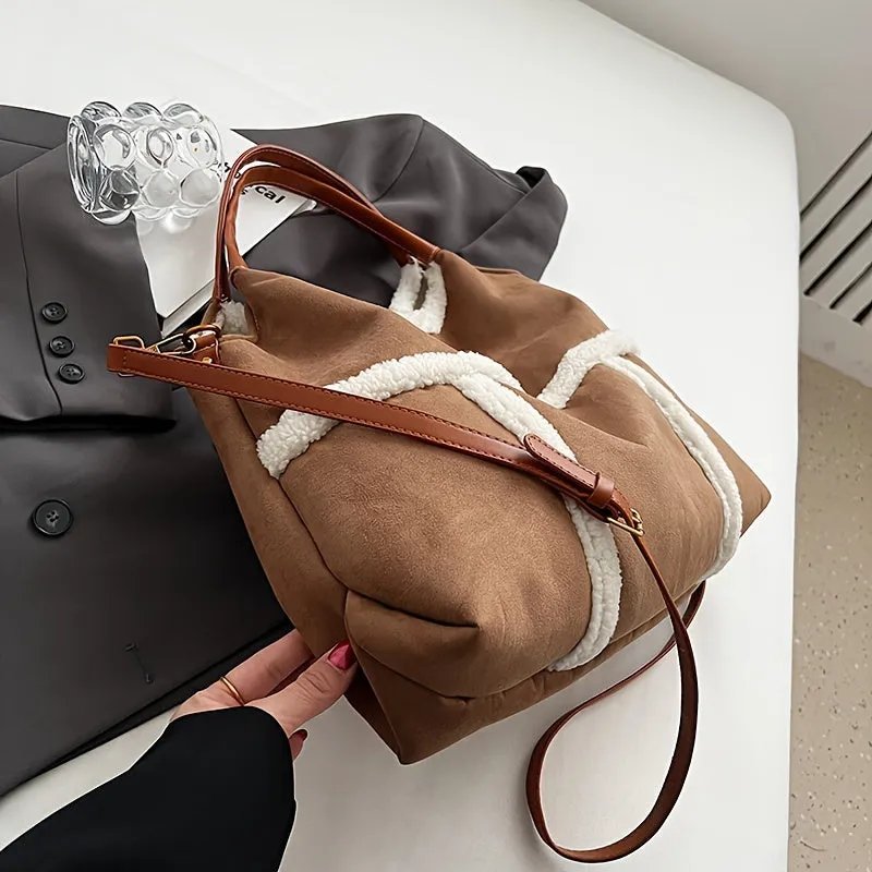 Large  Plush Capacity Furry Autumn  Shoulder Bag