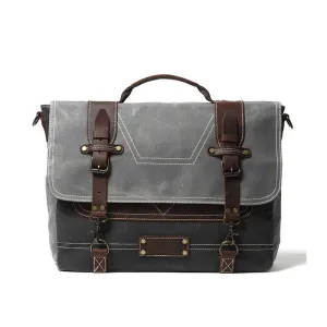 Leather Patchwock Canvas Handbag Shoulder Bag