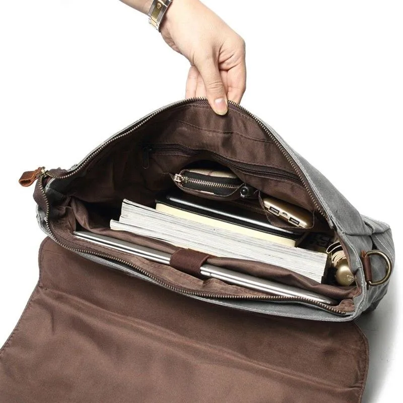 Leather Patchwock Canvas Handbag Shoulder Bag