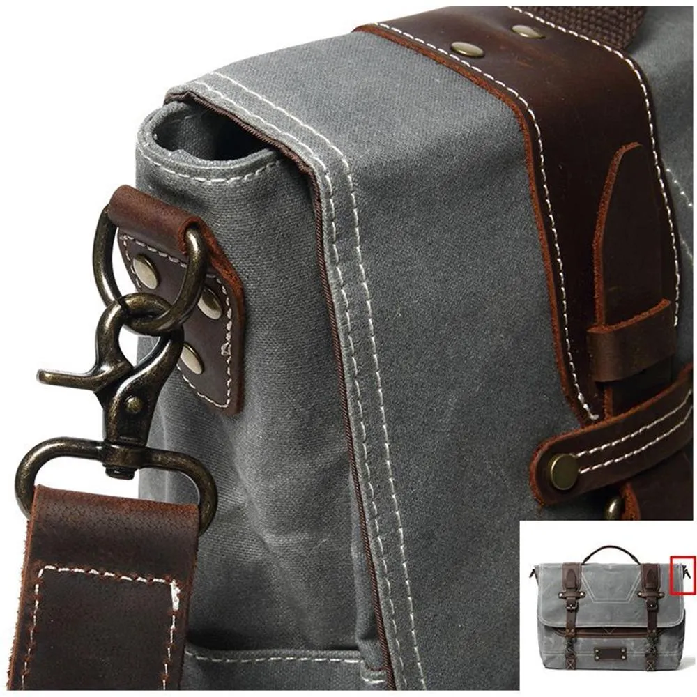 Leather Patchwock Canvas Handbag Shoulder Bag