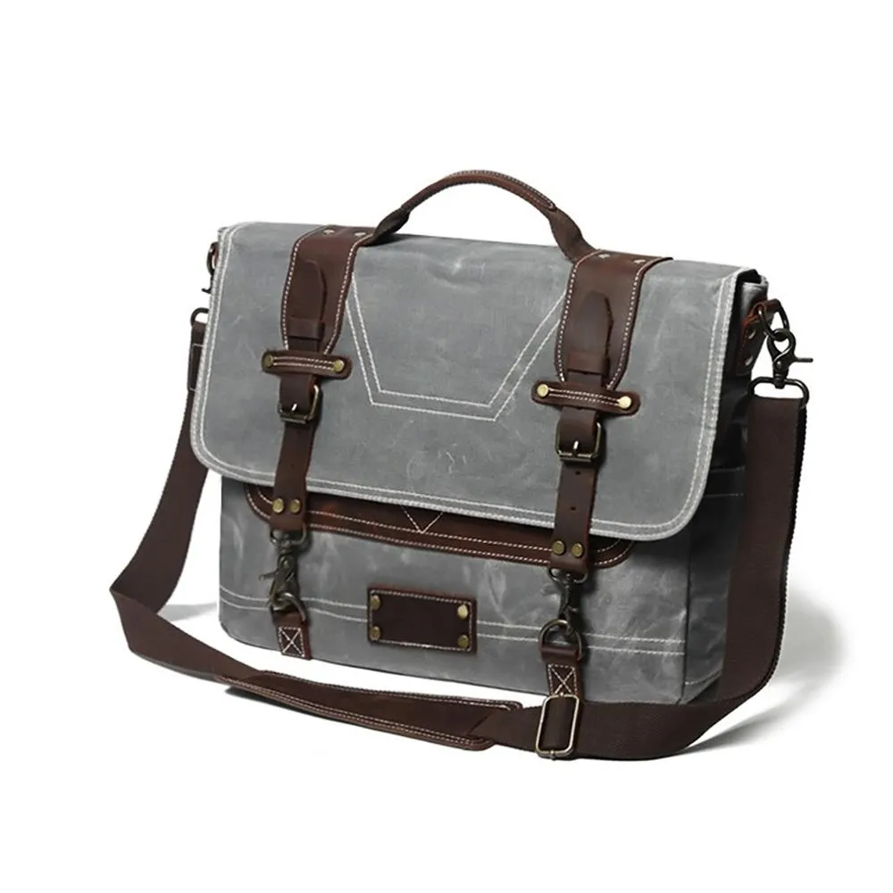 Leather Patchwock Canvas Handbag Shoulder Bag