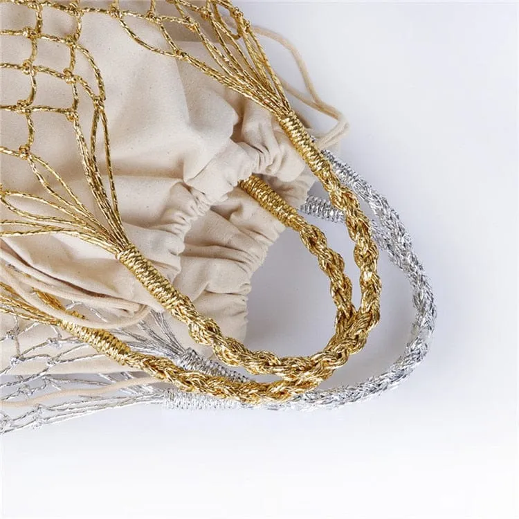 Lesley Hollow Woven Netted Handbag Beach Bag