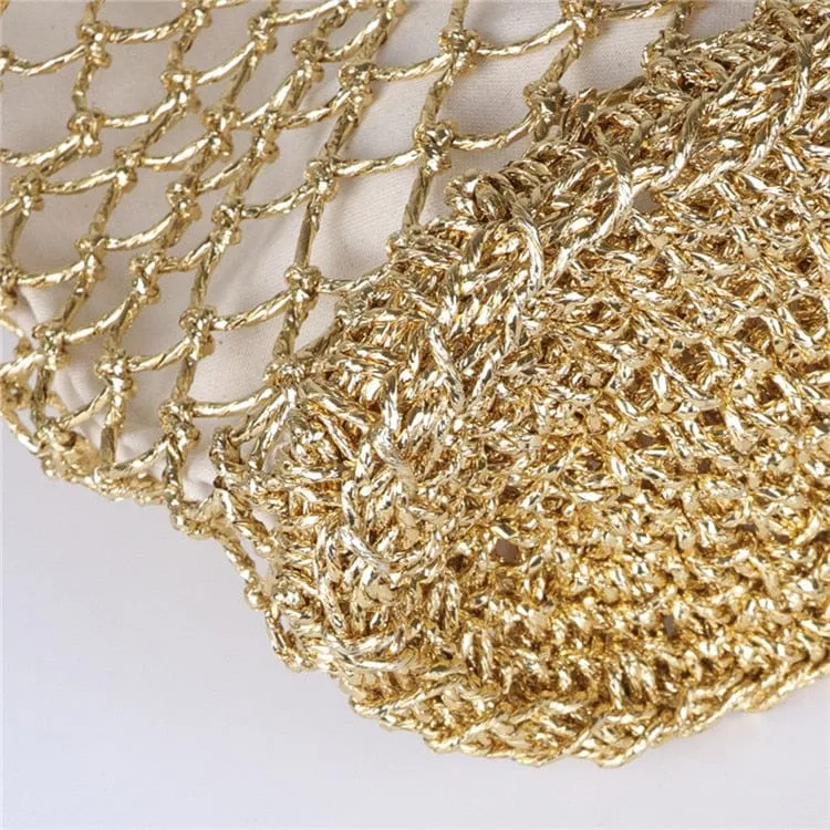Lesley Hollow Woven Netted Handbag Beach Bag
