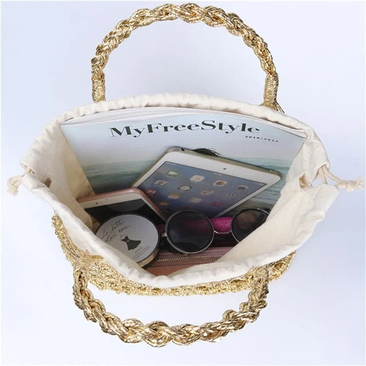 Lesley Hollow Woven Netted Handbag Beach Bag