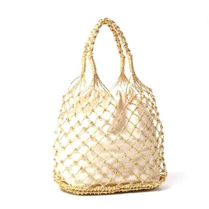 Lesley Hollow Woven Netted Handbag Beach Bag