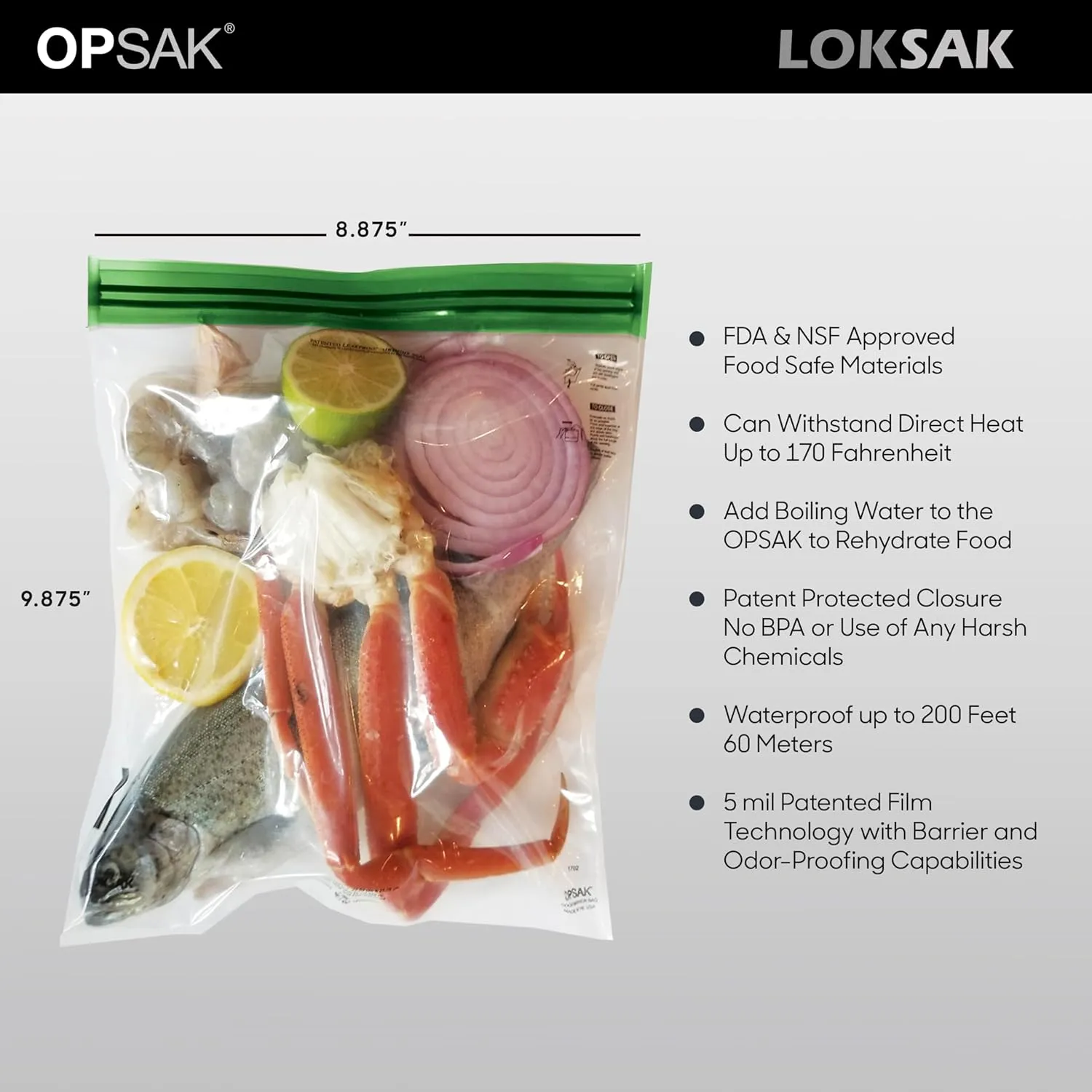 LOKSAK - OPSAK Odorproof Dry Bags for Backpacking, Hiking and Storage- Resealable Reusable and Recyclable Storage Bags (2-Pack, 9 Inch x 10 Inch)